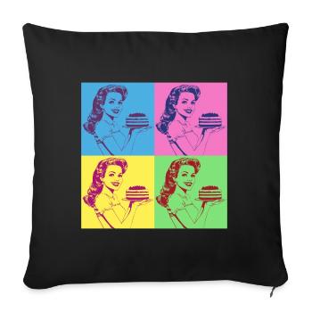 Baking Cake Baking Queen Baking Fairy Baker Pop Art - Sofa pillowcase 17,3'' x 17,3'' (45 x 45 cm) - black - Front