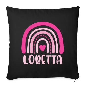 Loretta arc-en-ciel bohème rose avec coeur - Housse de coussin décorative 45 x 45 cm - noir - Devant