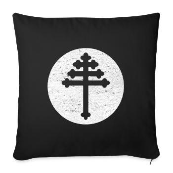 Maronite Cross in White Circle - Sofa pillowcase 17,3'' x 17,3'' (45 x 45 cm) - black - Front
