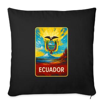 Ecuador - Farbenfrohes Emblem - Sofakissenbezug 45 x 45 cm - Schwarz - Vorne