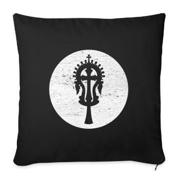 Croix de Lalibela blanc, Héritage sacré d'Éthiopie - Housse de coussin décorative 45 x 45 cm - noir - Devant