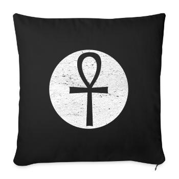 Egyptian Cross Ankh in White Circle - Sofa pillowcase 17,3'' x 17,3'' (45 x 45 cm) - black - Front