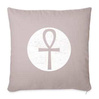 Croix égyptienne Ankh dans cercle blanc - Housse de coussin décorative 45 x 45 cm - taupe clair - Devant