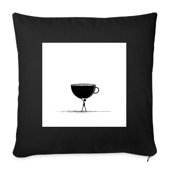 Schwarz wie meine Seele – Kaffee first! - Sofakissenbezug 45 x 45 cm - Schwarz - Vorne