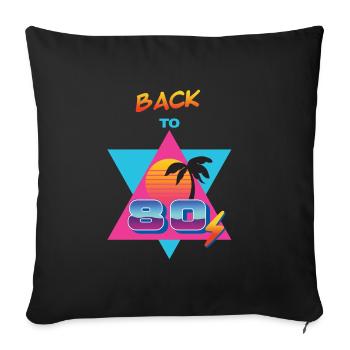 Retour aux années 80 – Sol og Palme - Housse de coussin décorative 45 x 45 cm - noir - Devant