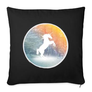 Mystical unicorn in the enchanted forest - Sofa pillowcase 17,3'' x 17,3'' (45 x 45 cm) - black - Front