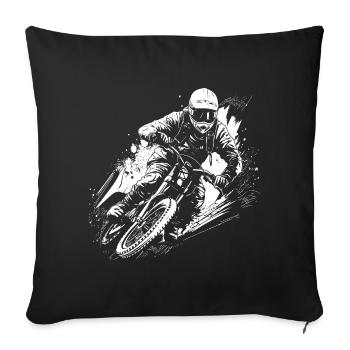 Dessin de motard BMX - Housse de coussin décorative 45 x 45 cm - noir - Devant