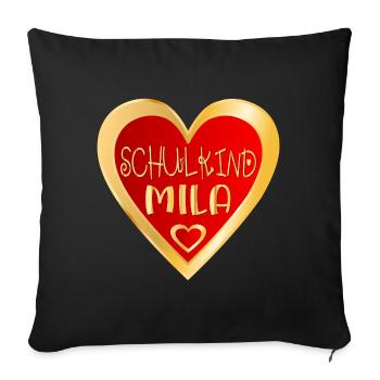 SCHULKIND MILA HERZ - Sofakissenbezug 45 x 45 cm - Schwarz - Vorne