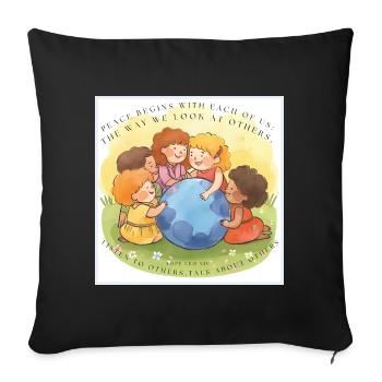 Peace begins with each of us - Sofa pillowcase 17,3'' x 17,3'' (45 x 45 cm) - black - Front