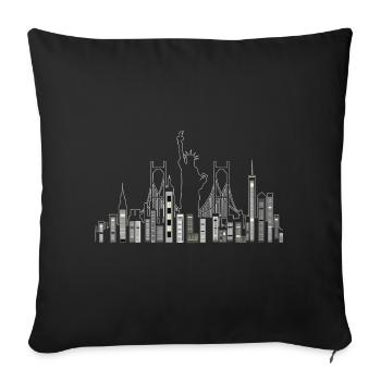 Gratte-ciel New York avec Statue de la Liberté - Housse de coussin décorative 45 x 45 cm - noir - Devant
