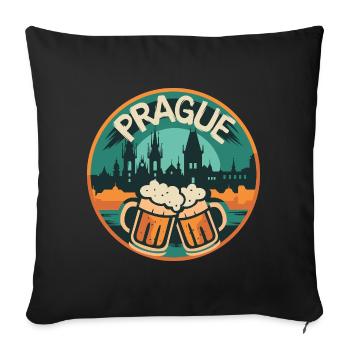 Prague Beer Skyline – République tchèque Souvenir Bachelorette - Housse de coussin décorative 45 x 45 cm - noir - Devant