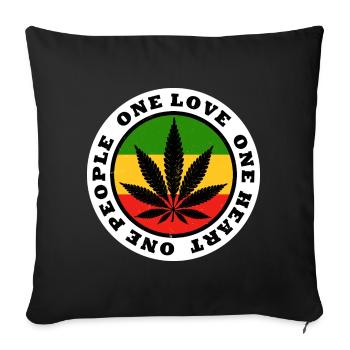 Frieden und Liebe Rasta Blatt Design - Sofakissenbezug 45 x 45 cm - Schwarz - Vorne