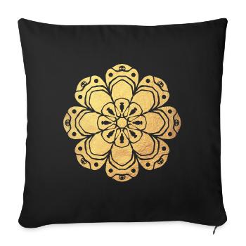 Yoga Sun Meditation Gold Namaste India Mandala - Sofa pillowcase 17,3'' x 17,3'' (45 x 45 cm) - black - Front