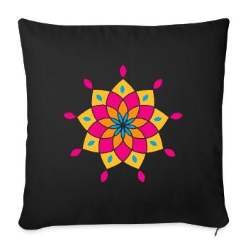 Yoga Mandala Méditation Énergie Spirituelle Inde om - Housse de coussin décorative 45 x 45 cm - noir - Devant