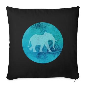 Mandala Éléphant Inde Yoga Méditation Énergie om - Housse de coussin décorative 45 x 45 cm - noir - Devant