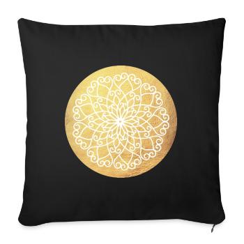 Ornement de Yoga Soleil Or Mandala Méditation Inde - Housse de coussin décorative 45 x 45 cm - noir - Devant