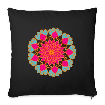 Mandala Ornement Yoga Inde Méditation om Namaste - Housse de coussin décorative 45 x 45 cm - noir - Devant