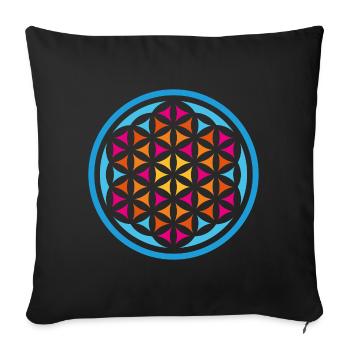 Fleur de Vie Mandala Yoga Inde Méditation - Housse de coussin décorative 45 x 45 cm - noir - Devant