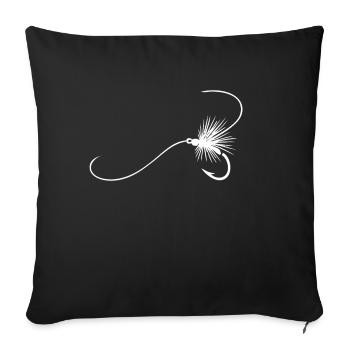 Fly Fishing Angler Gone Fishing WHITE - Sofa pillowcase 17,3'' x 17,3'' (45 x 45 cm) - black - Front