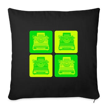 Conception de machine à écrire - Housse de coussin décorative 45 x 45 cm - noir - Devant