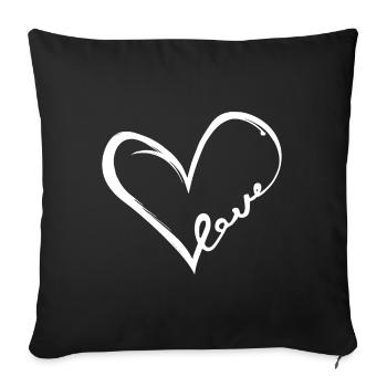 Love Heart (White) - Sofa pillowcase 17,3'' x 17,3'' (45 x 45 cm) - black - Front