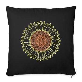 Conception complexe de mandala tournesol - Housse de coussin décorative 45 x 45 cm - noir - Devant