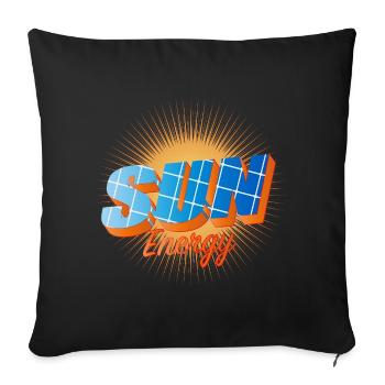 Typography with solar cells and bright sun - Sofa pillowcase 17,3'' x 17,3'' (45 x 45 cm) - black - Front
