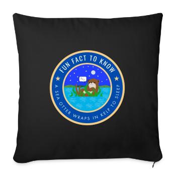 A sea otter wraps in kelp to sleep - Sofa pillowcase 17,3'' x 17,3'' (45 x 45 cm) - black - Front