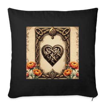 Coeur Celtique Lié Aux Fleurs - Housse de coussin décorative 45 x 45 cm - noir - Devant