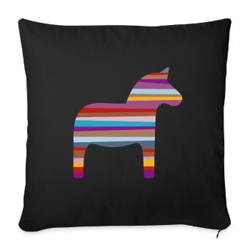Dala Horse Stripes Scandinavian Sweden Kids - Sofa pillowcase 17,3'' x 17,3'' (45 x 45 cm) - black - Front