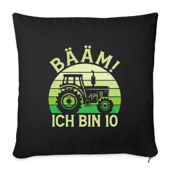 Ich bin 10 Jahre Drei Junge 10. Geburtstag Traktor - Sofakissenbezug 45 x 45 cm - Schwarz - Vorne
