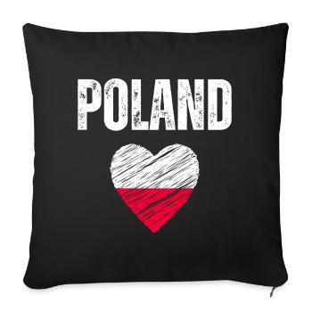 I love Poland, flag of Poland - Sofa pillowcase 17,3'' x 17,3'' (45 x 45 cm) - black - Front
