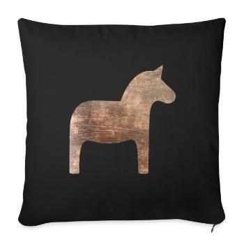 Dala Horse Wood Suède Traditionnel Scandinave - Housse de coussin décorative 45 x 45 cm - noir - Devant
