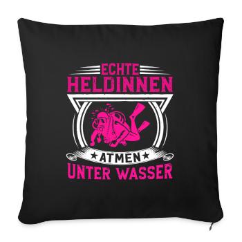 Echte Heldinnen atmen unter Wasser - Sofakissenbezug 45 x 45 cm - Schwarz - Vorne