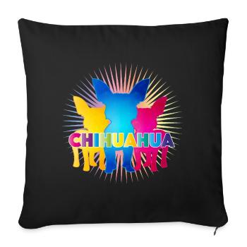 Colorful Chihuahua silhouettes with pop art lettering - Sofa pillowcase 17,3'' x 17,3'' (45 x 45 cm) - black - Front