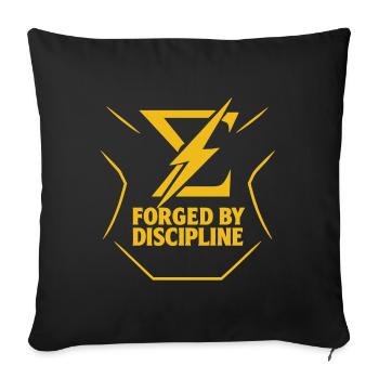 Forgé par la discipline – Chemise de sport motivante - Housse de coussin décorative 45 x 45 cm - noir - Devant