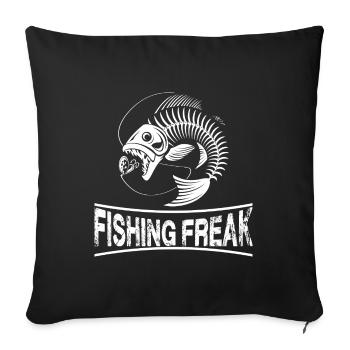 Fishing Freak Skeleton Illustration - Sofa pillowcase 17,3'' x 17,3'' (45 x 45 cm) - black - Front