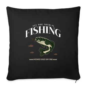All You Need Is Fishing - Retro Angler T-Shirt - Sofa pillowcase 17,3'' x 17,3'' (45 x 45 cm) - black - Front