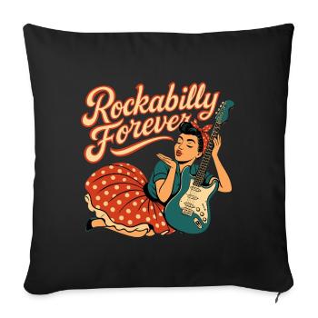 Rockabilly Forever Air Kiss Femme Cadeau des années 50 - Housse de coussin décorative 45 x 45 cm - noir - Devant