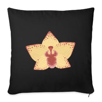 Elegant Orchid Flower Illustration - Sofa pillowcase 17,3'' x 17,3'' (45 x 45 cm) - black - Front