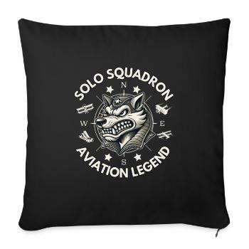 Vintage Fearless Wolf Aviator Veteran Legend Pilot - Housse de coussin décorative 45 x 45 cm - noir - Devant