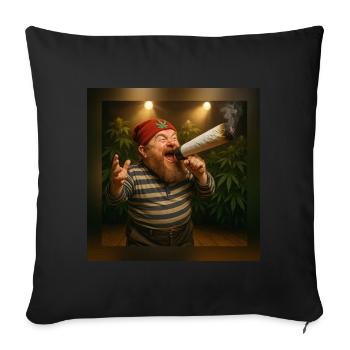 Marktschreier-Zwerg mit Joint-Megaphon - Sofakissenbezug 45 x 45 cm - Schwarz - Vorne