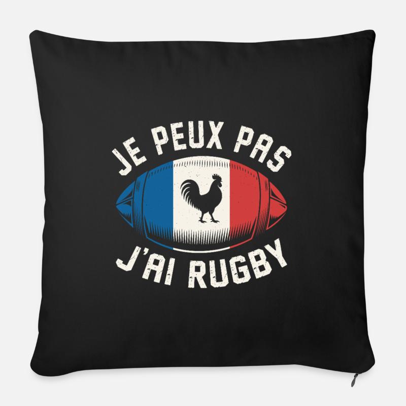 Je peux pas j'ai rugby - Housse de coussin décorative 45 x 45 cm - noir