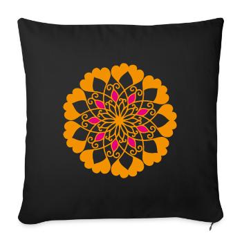 Ornement Mandala Inde Yoga Fleur Soleil Méditer - Housse de coussin décorative 45 x 45 cm - noir - Devant