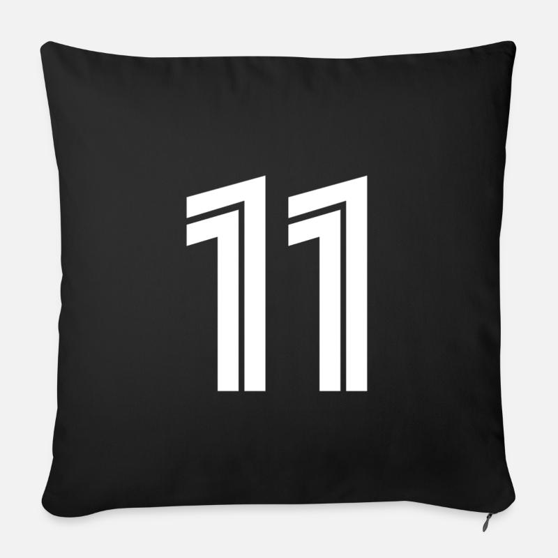 Maillot numéro 11 – Cadeau anniversaire 11 ans - Housse de coussin décorative 45 x 45 cm - noir