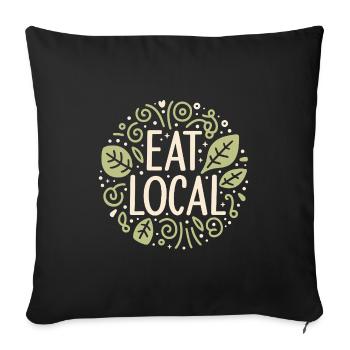 Manger local soutenir agriculteurs locaux locavore - Housse de coussin décorative 45 x 45 cm - noir - Devant