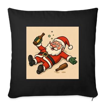 Humorous Santa Claus with bottle drinking - Sofa pillowcase 17,3'' x 17,3'' (45 x 45 cm) - black - Front