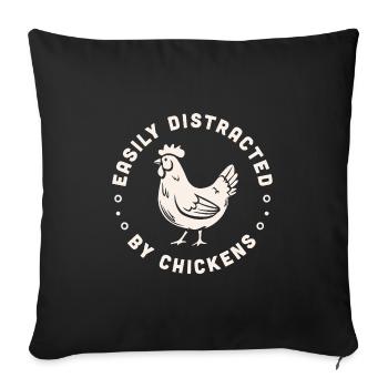 Poule poulet humour animaux de la ferme drôle - Housse de coussin décorative 45 x 45 cm - noir - Devant
