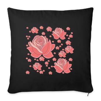 Pastel Fancy Roses - Sofa pillowcase 17,3'' x 17,3'' (45 x 45 cm) - black - Front