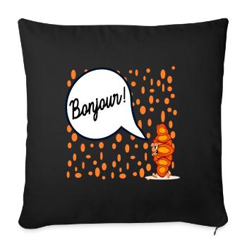 Hello French Croissant France - Sofa pillowcase 17,3'' x 17,3'' (45 x 45 cm) - black - Front
